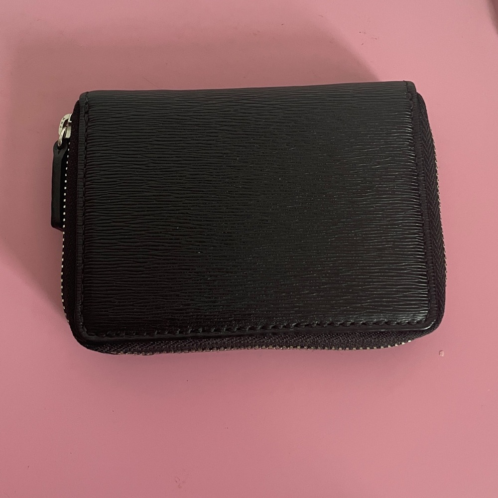 Coach Black Leatherware Card Zip Around Around Texttured Leather New - Picture 3 of 7